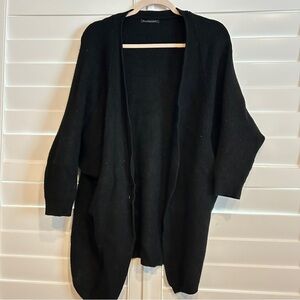 Anthropologie Do Everything in Love Ribbed Open Oversized Cardigan Black OS